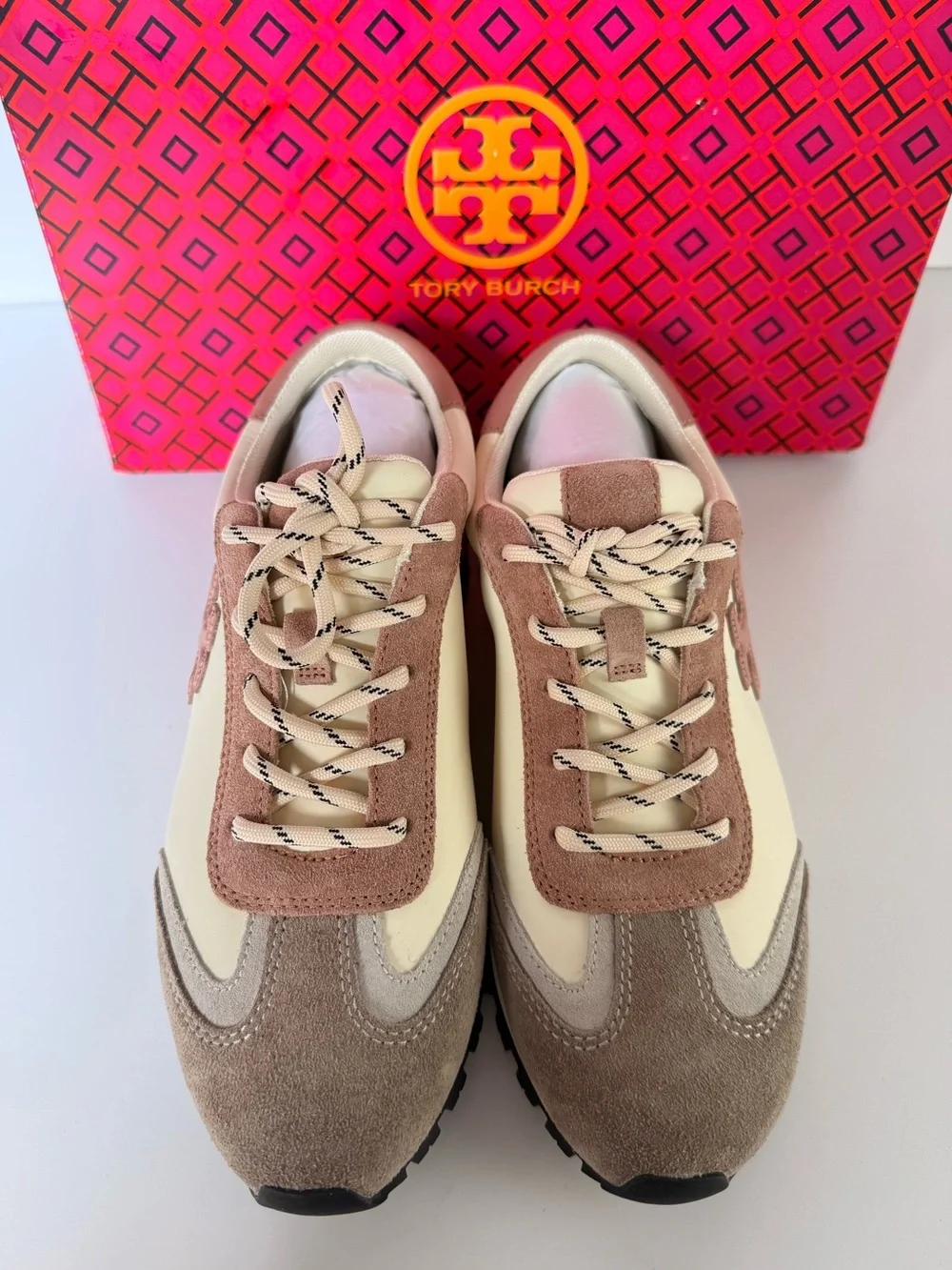 Tory Burch Vintage Nylon Sneakers Gressane Heroes Soft Malva Orzo Pink Moon SZ 7